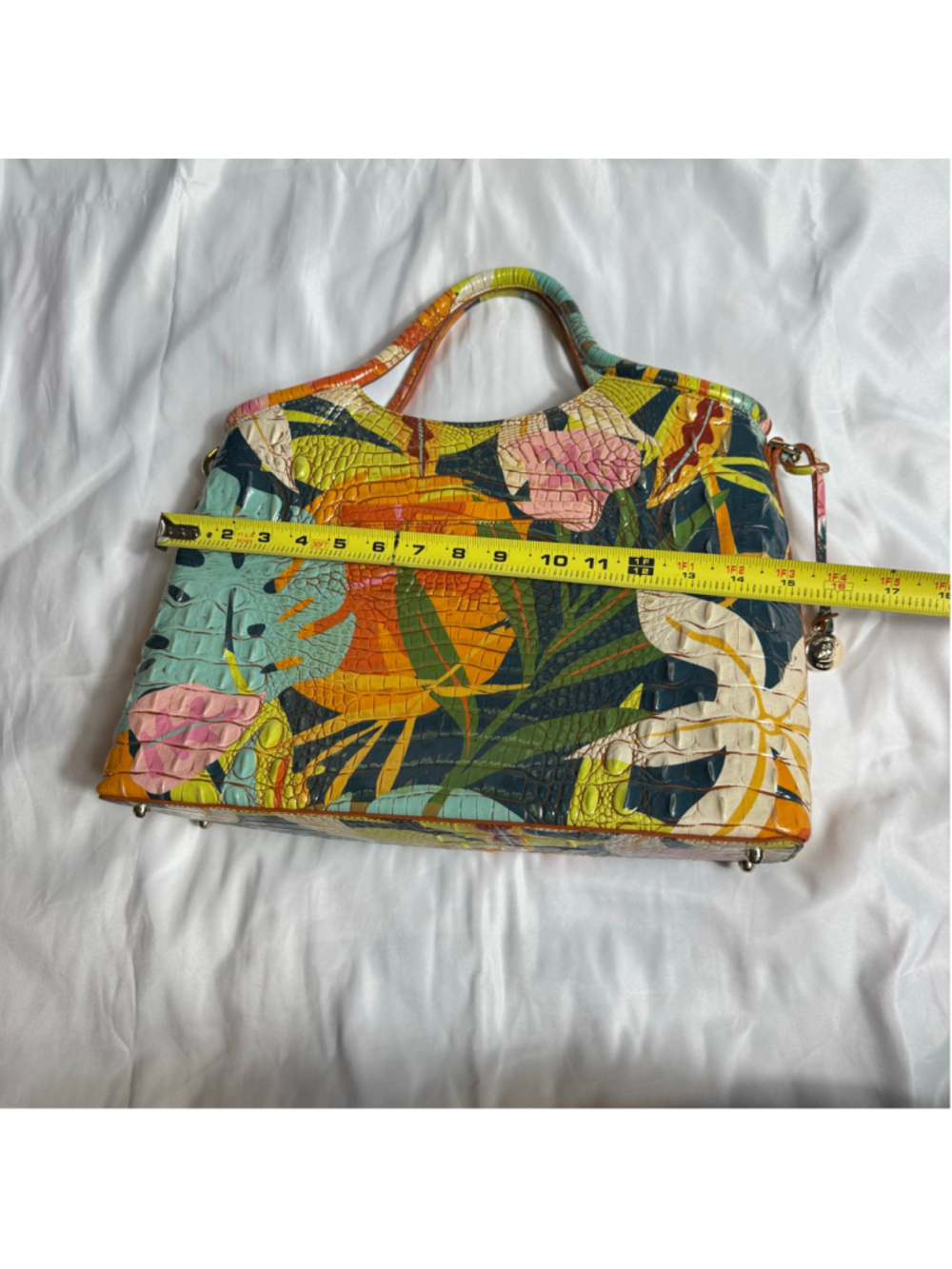 Women's Brahmin Elaine Retro Jungle Melbourne Leather Satchel - Picture 11 of 12